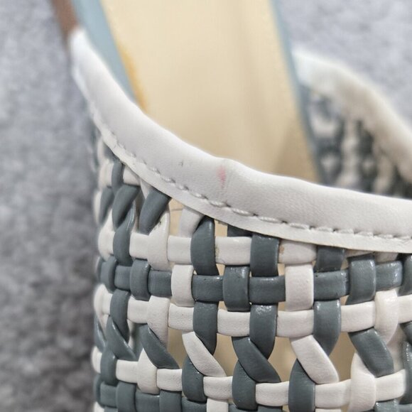Sam Edelman Leona Blue White Woven Slip On Square Toe Mule Flat Beachy Boho - Picture 12 of 12